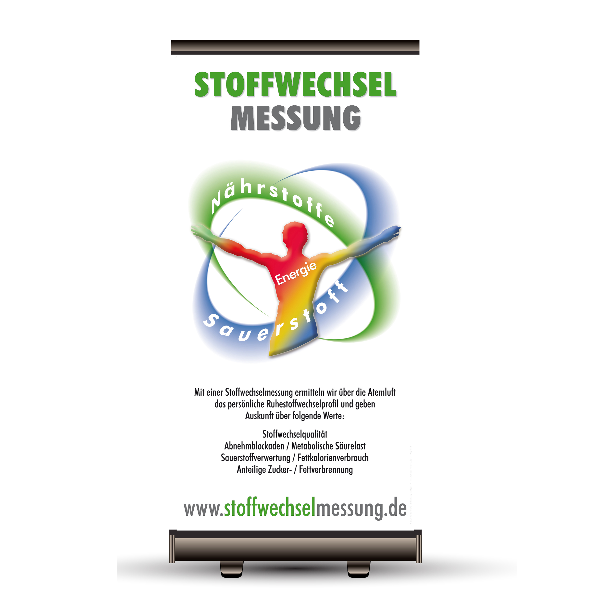 Stoffwechsel Roll-Up Banner im Display 1m x 2m