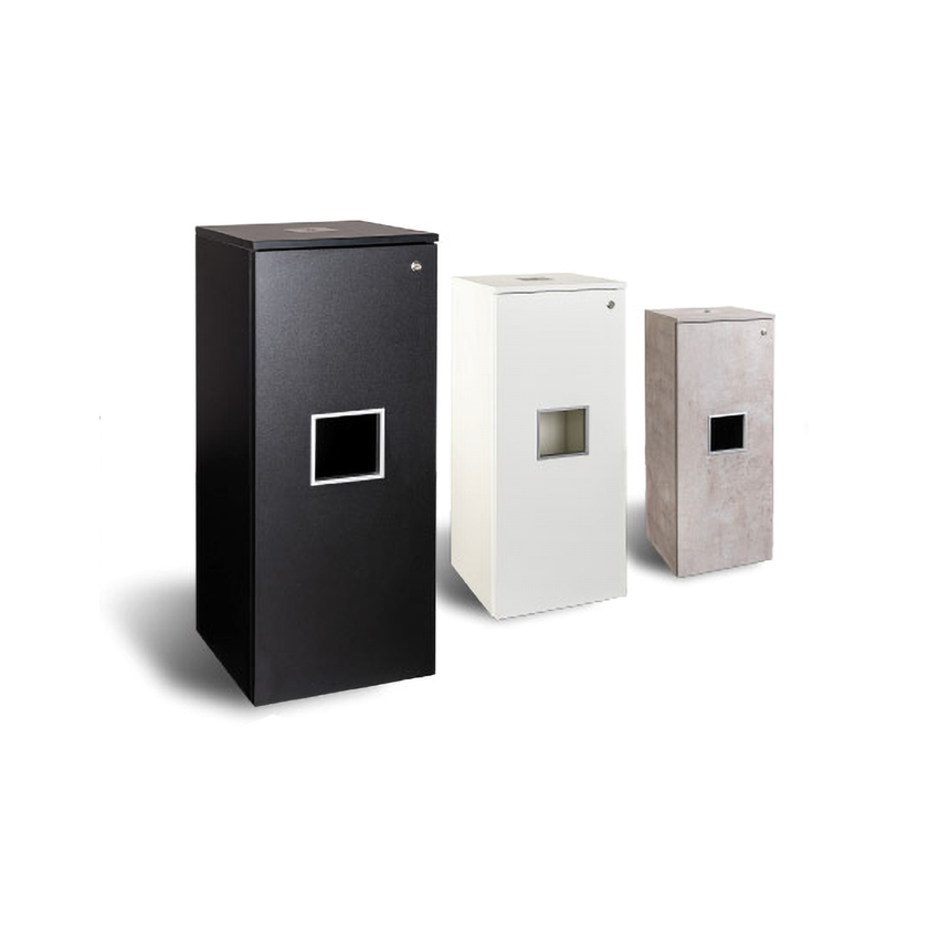 Smallbox-TOWER für Desinfektionstücher folgende Dekore: Schwarz, Weiß, Betonoptik