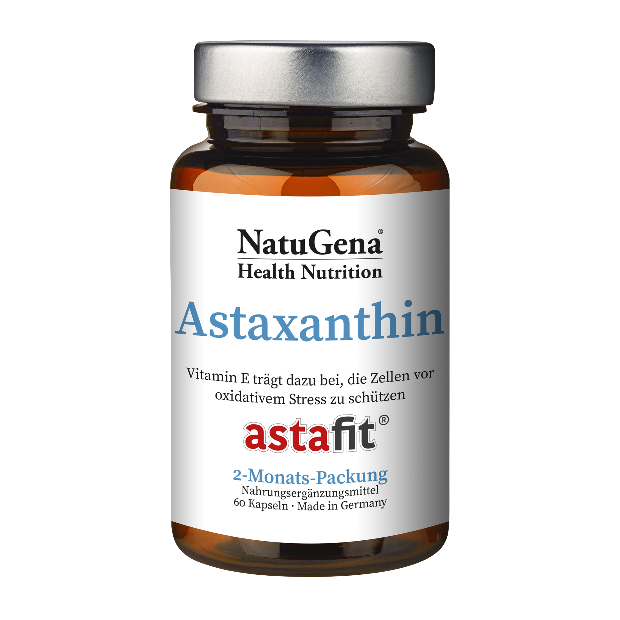 NatuGena - Astaxanthin 60 Kapseln HPMC 0 (2-Monats-Packung) - MHD 10/26