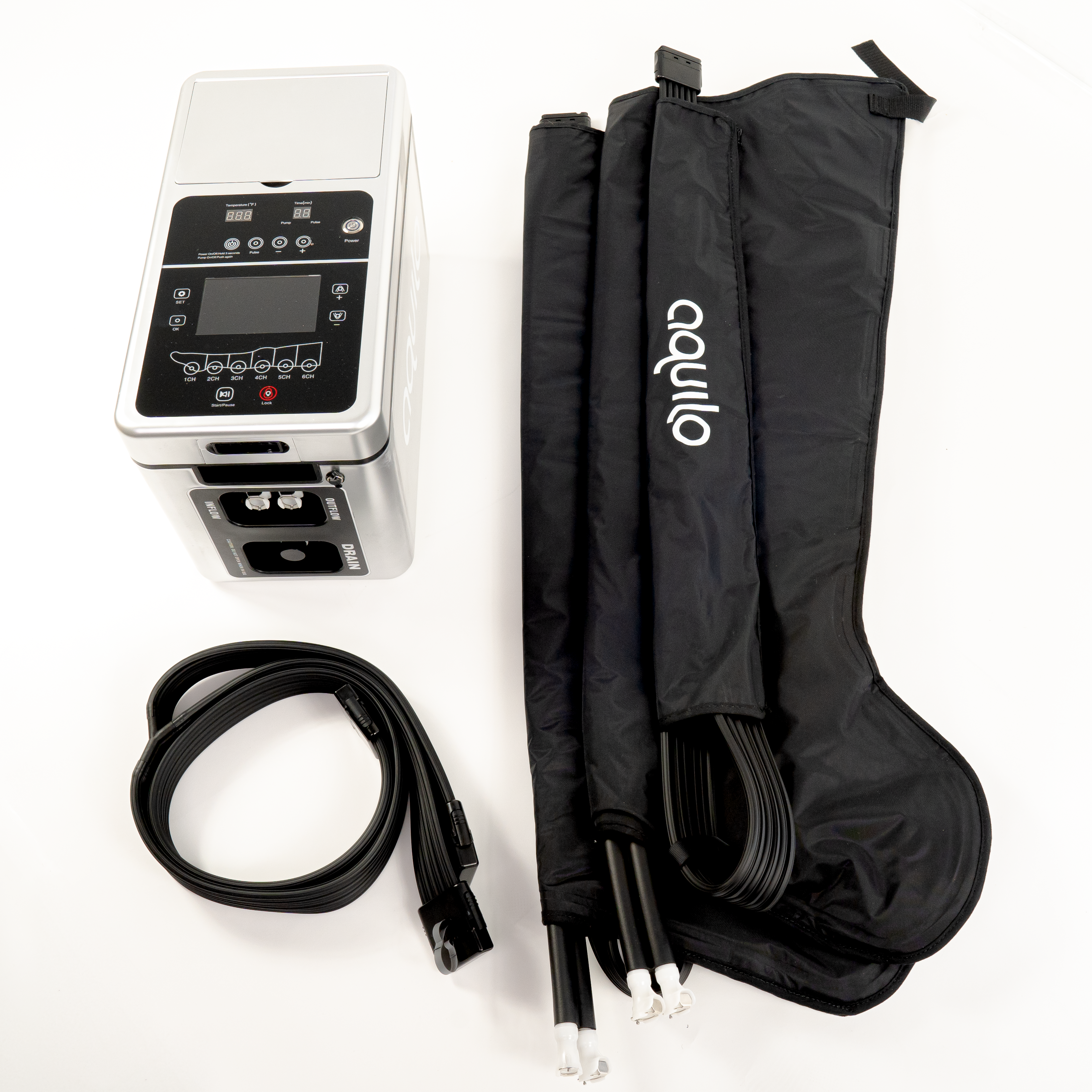 AQUILO |Cryo & Kompression Set - FULL LEG L (ab 184cm) mit umfangreichem Zubehör
