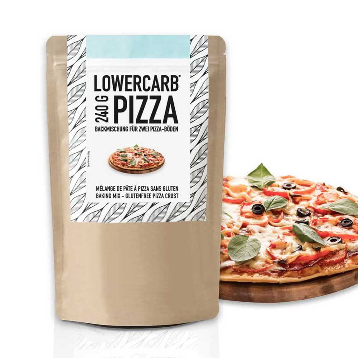 Lower-Carb Pizza Backmischung - MHD 28.02.2026 für zwei glutenfreie, vegane Pizzaböden 240g
