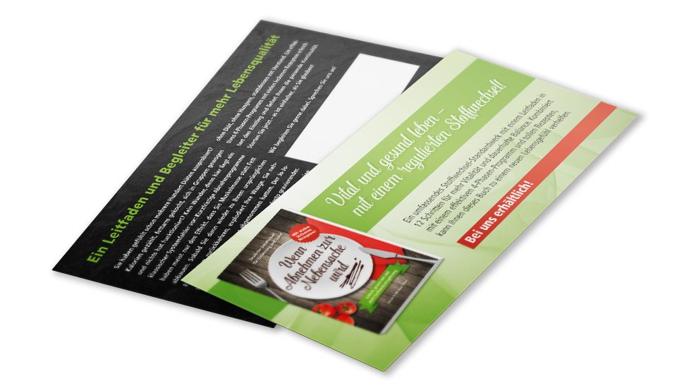 Flyer Nebensache Abnehmen DIN lang 4/4 farbig, mit Stempelfeld
